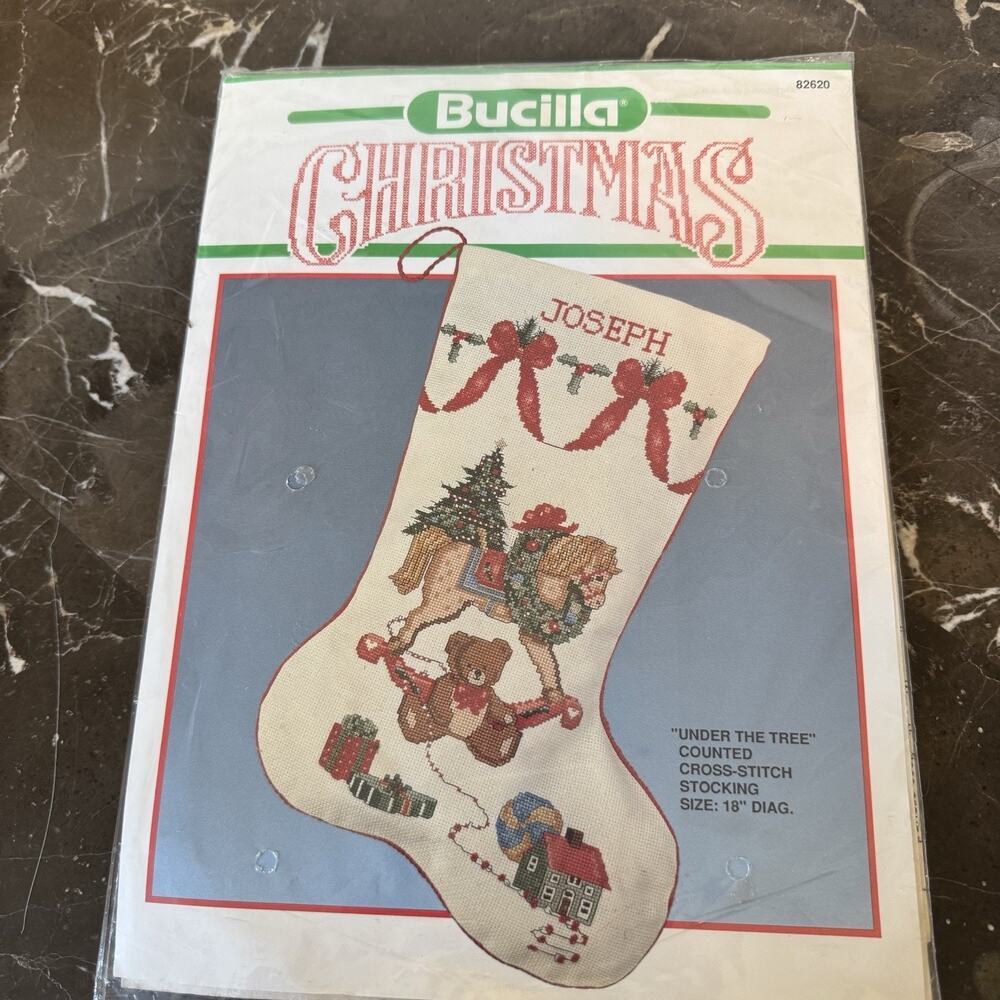 Bucilla Cross Stitch Christmas Stocking Kit “under The Tree ” 18 inch